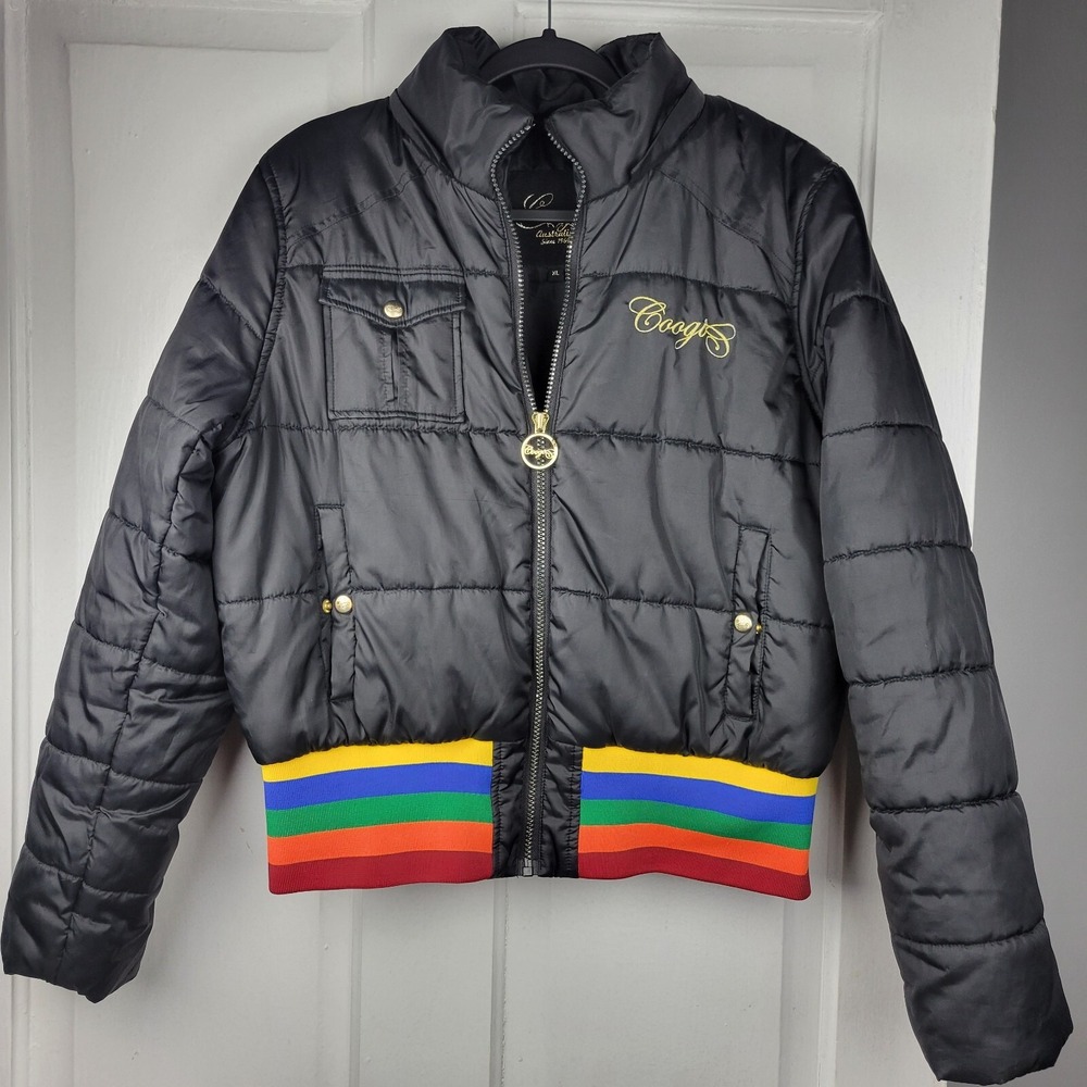 Vintage Y2K Coogi Puffer Jacket Womens XL Black READ